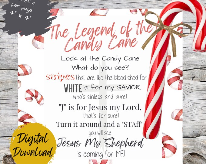 Legend of the Candy Cane Poem Tag Download PDF - Etsy Canada