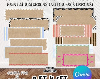 Banner Template Bundle | Editable Borders  | Editable Canva | Walgreens 2x6 Printable | Instant Download