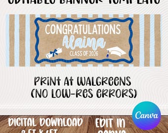 Graduierung Banner Vorlage | Bearbeitbares Canva Design (Digitaler Download)