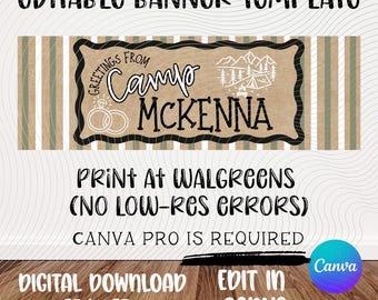 Bachelorette Banner Template | Camp Bach | Camping Theme | Bachelorette Party | Editable Canva Design (Digital Download)