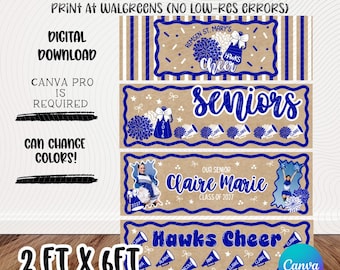 Cheer Banner Template | Senior  | Editable Canva | Cheerleader | Walgreens 2x6 Printable | Instant Download
