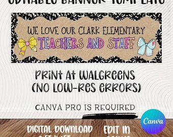 Teacher Appreciation Banner Template | We love our Teachers | School Banner | Canva Design