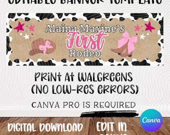 First Rodeo Template | First Birthday | Party Banner |Editable Canva Design (Digital Download)