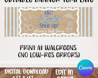 Bachelorette Banner Vorlage | Bach Tagebücher | Mir eine Braut Klappe | Bearbeitbares Canva Design (Digitaler Download)