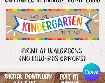 Kindergarten Banner | Vorschul Abschluss Banner Vorlage | Walgreens 2x6 (Digitaler Download)
