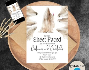 Halloween Party Invite | Sheet Faced | Ghosts | Digital Download