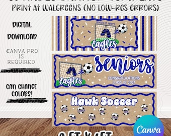 Soccer Banner Template | Senior  | Editable Canva | Futbol | Walgreens 2x6 Printable | Instant Download
