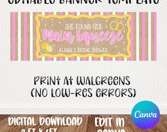 Bachelorette Banner Vorlage | Hauptpresse | Thema Zitrone | Junggesellinnenabschied | Brautparty | Bearbeitbares Canva Design