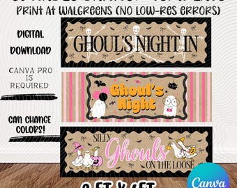 Halloween Banner Template | Ghouls Night | Editable Canva | Girls Night | Walgreens | Silly Goose | Instant Download
