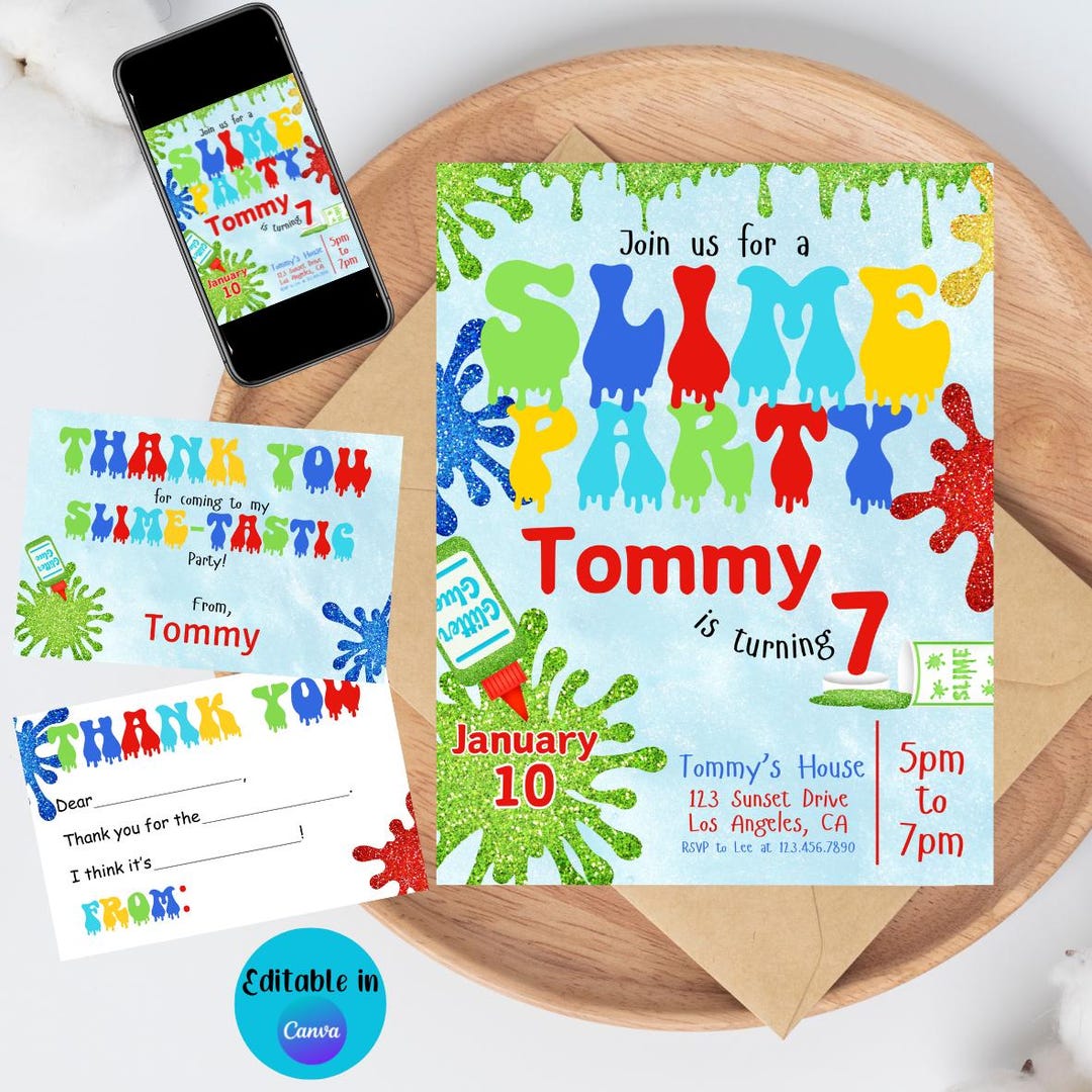 Editable Slime Birthday Invitation Template, Slime Invite, Slime ...