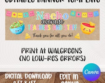 Nacho Durchschnitt Lehrer Banner Vorlage | Fiesta Wertschätzung (Digital Download)