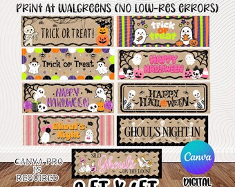 Halloween Banner Bundle | Editable Canva Templates | Walgreens 2x6 Printable | Instant Download
