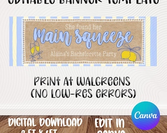 Bachelorette Banner Vorlage | Hauptpresse | Thema Zitrone | Junggesellinnenabschied | Bearbeitbares Canva Design (Digitaler Download)