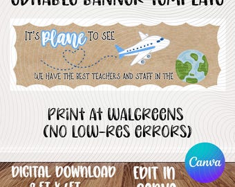 Lehrer Wertschätzung | Schule Vorlage | Girlande | Flugzeug | Welt (Digitaler Download)