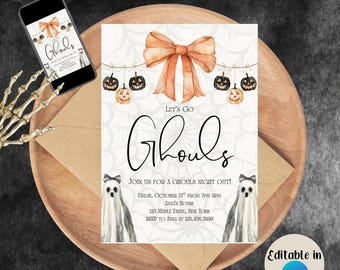 Halloween Party Invite | Editable Canva Template | Ghouls Night | Digital Download