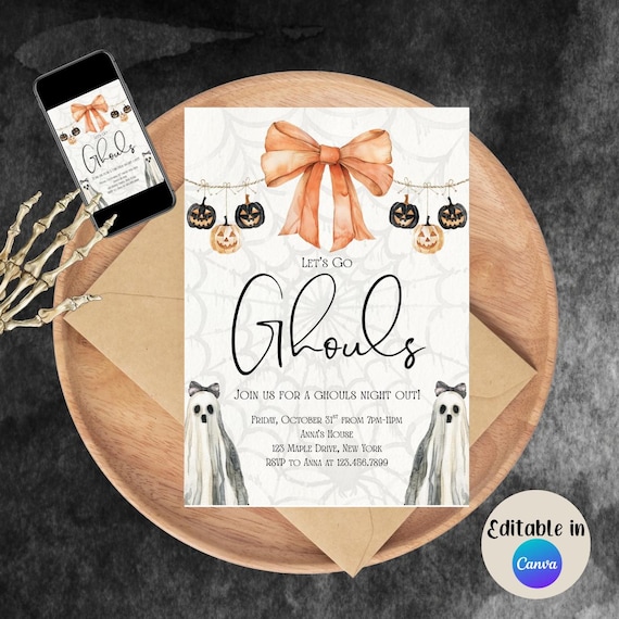 Adult Halloween Party Invitation: Editable Canva Template (Digital Download)
