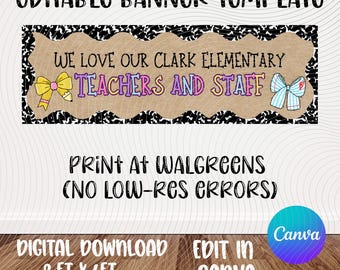 Banner Vorlage für die Wertschätzung des Lehrers | Wir lieben unsere Lehrer | Schulgirlande | Leinwand Design
