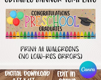 Vorschul Abschluss Banner Vorlage | Buntstift-Design | Walgreens 2x6 (Digitaler Download)