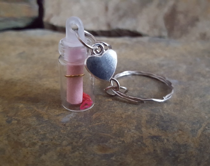 Message In A Bottle Keyring with Heart Charm