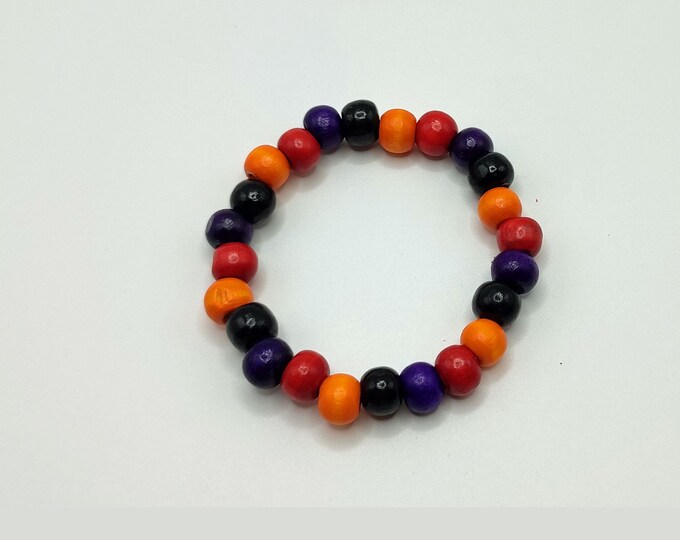 Orange, Purple, Red and Black Halloween Bracelet.