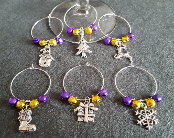 Christmas Wine Glass Charms Set of 6