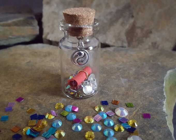 Message in a Bottle with Silver Yin Yang Charm