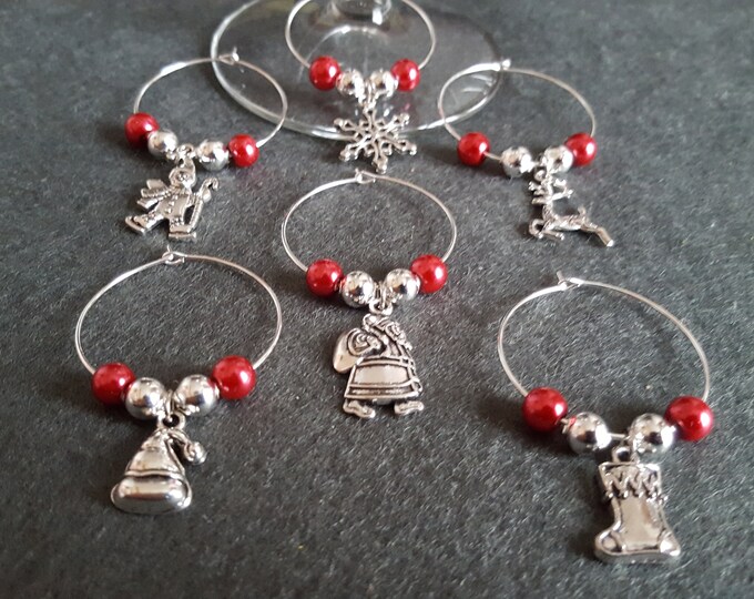 Christmas Wine Glass Charms Set of 6