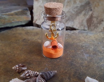 Message in a Bottle with Gold Anchor Charm