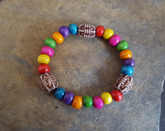 Rainbow Wooden Unisex Bead Bracelet