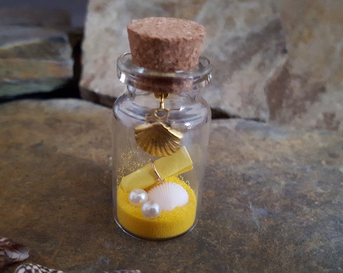 Message in a Bottle with Gold Shell Charm