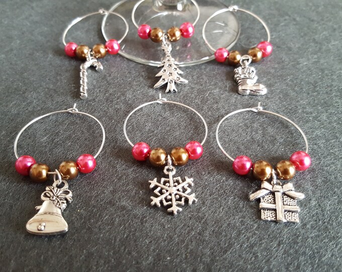 Christmas Wine Glass Charms Set of 6