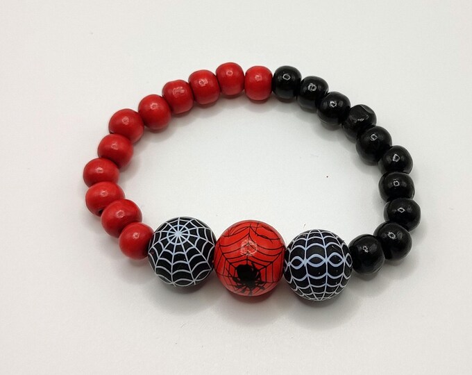Red and Black Spider Halloween Bracelet.