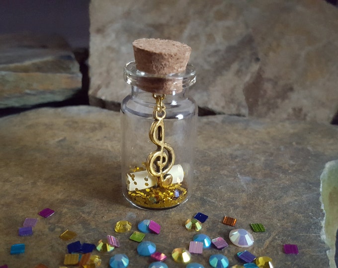 Message in a Bottle with Gold Treble Clef Charm