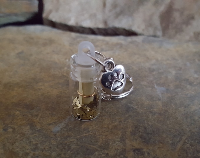 Message In A Bottle Keyring with Love My Dog Charm
