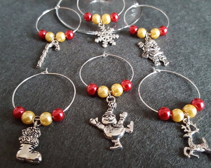 Christmas Wine Glass Charms Set of 6
