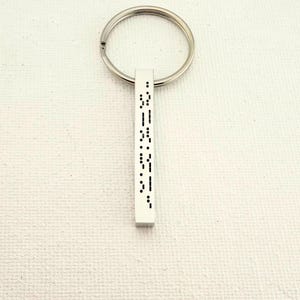 Personalized Morse Code Keychain, Custom Engraved Secret Message Gift for Her, Hidden Message, Girlfriend