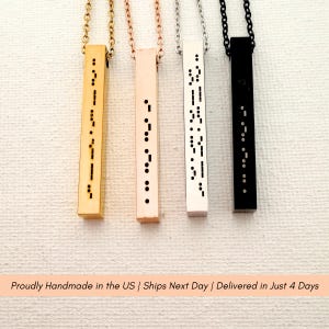 Personalized Morse Code Necklace, Engraved Secret Message Bar, Hidden Message Gift for Her