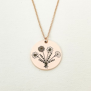 Combined Birthflower Necklace Personalized Gift for Her Gift for Mom Custom Bouquet Birth Month Necklace Mothers Day Jewelry Gift