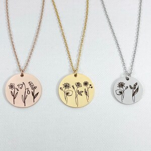 Birth Month Flower Bouquet Necklace: Personalized Family Jewelry Gift
