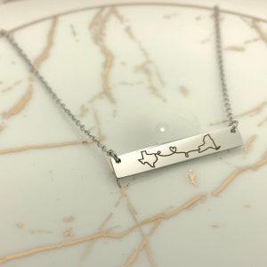 Long Distance Necklace, Location Jewelry, Long Distance Living Apart Necklace State Necklace California Texas Florida New York Countries image 10