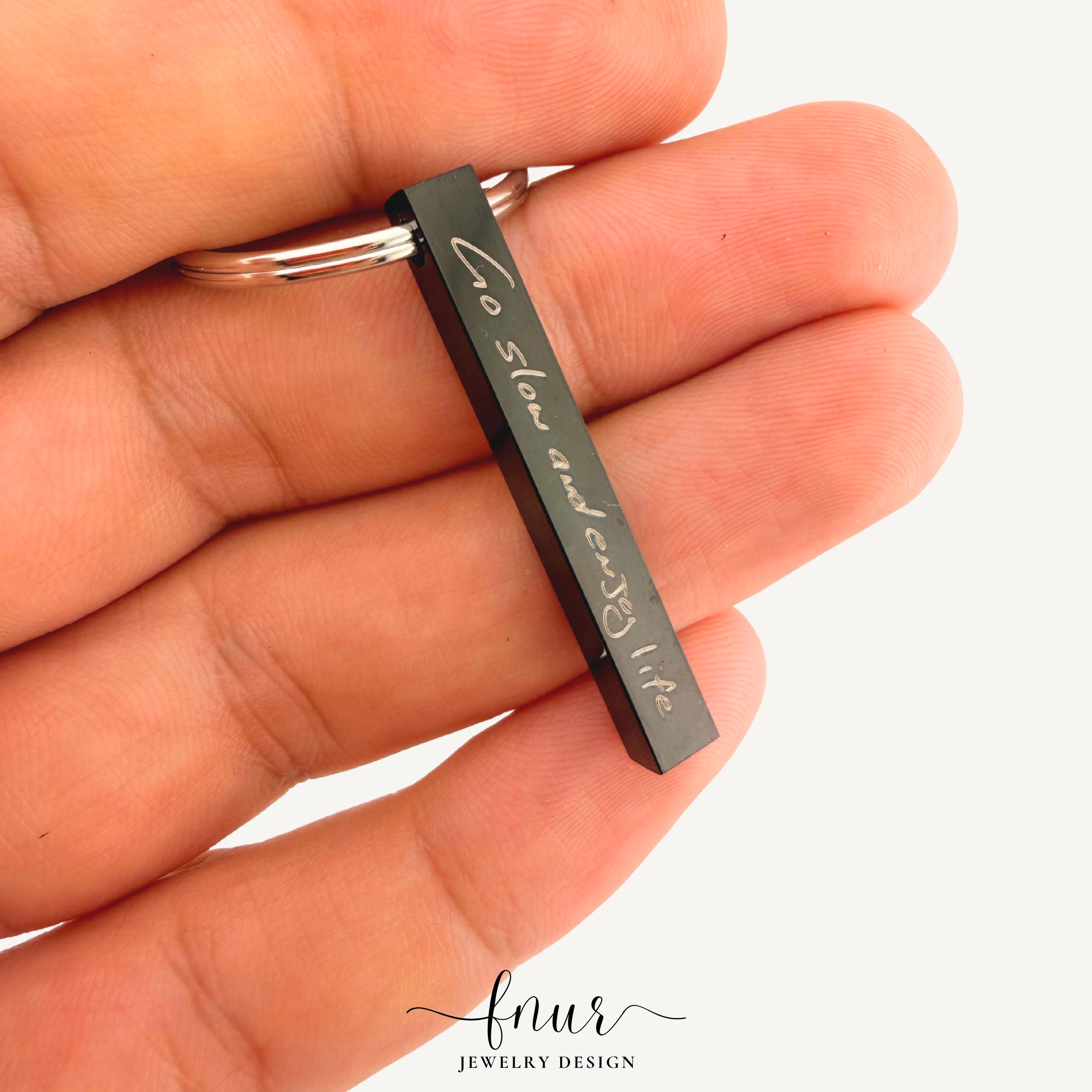Elegant gift packaging showing handwriting keychain nestled inside branded box ready for thoughtful gifting