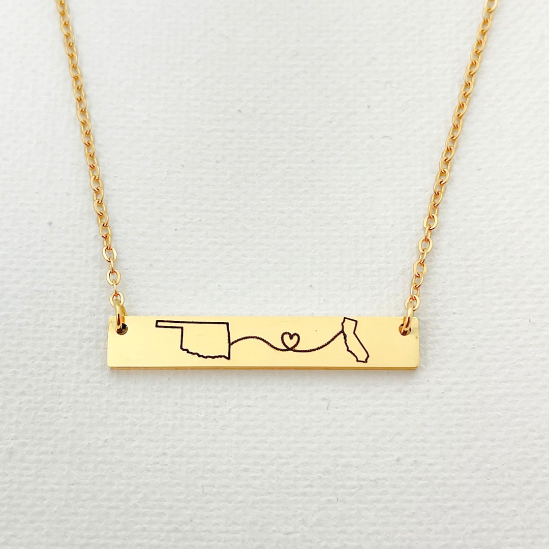 Long Distance Necklace State Country Personalized Long Distance Friend