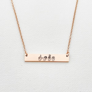 ASL Necklace Personalized Sign Name Necklace Sign Language Necklace  ASL Sign Name Necklace Love Sign Language Custom Gift Hand Gesture Sign