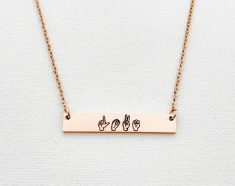 ASL Necklace Personalized Sign Name Necklace Sign Language Necklace  ASL Sign Name Necklace Love Sign Language Custom Gift Hand Gesture Sign