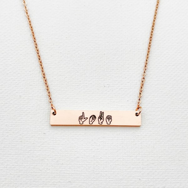 ASL Necklace Personalized Sign Name Necklace Sign Language Necklace  ASL Sign Name Necklace Love Sign Language Custom Gift Hand Gesture Sign