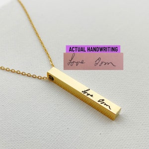 Personalized Handwriting Bar Necklace Actual Handwriting Necklace Handwriting Jewelry Mom Mothers Gift Signature Memorial Keepsake Necklace image 3