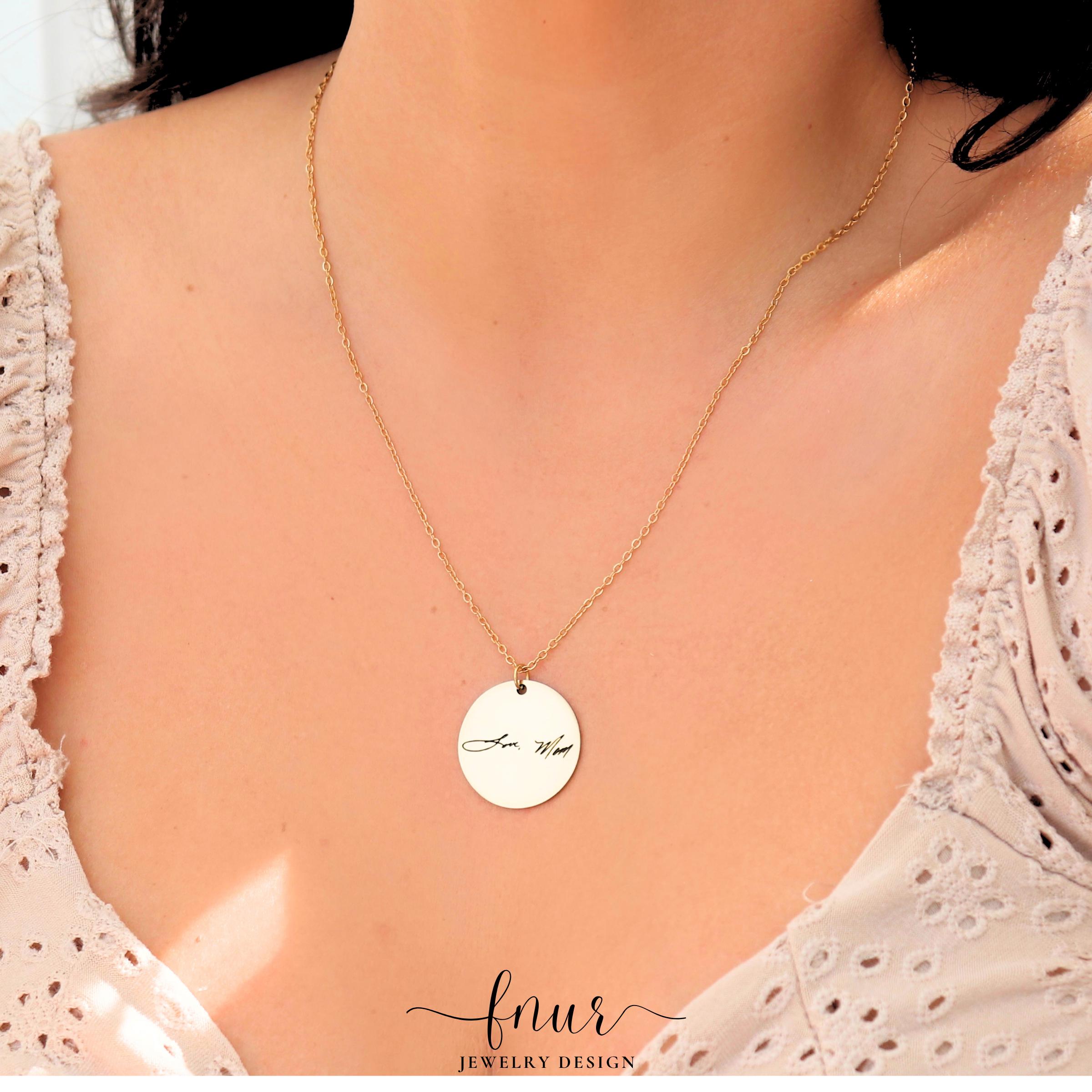 rose gold handwriting necklace displayed flat on white background showing fine chain detail
