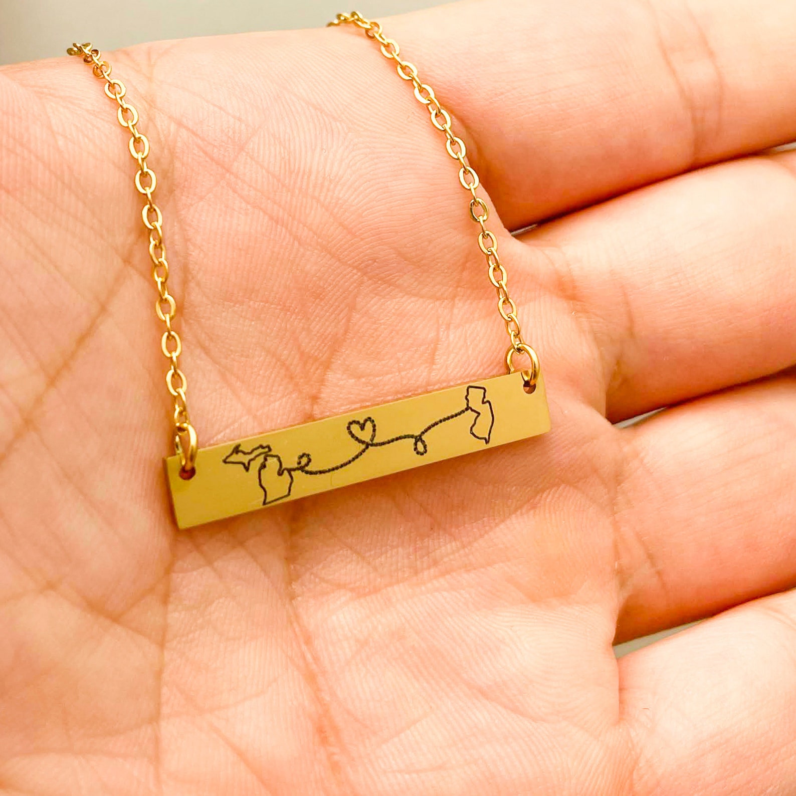 Long Distance Necklace Location Jewelry Long Distance Living Etsy