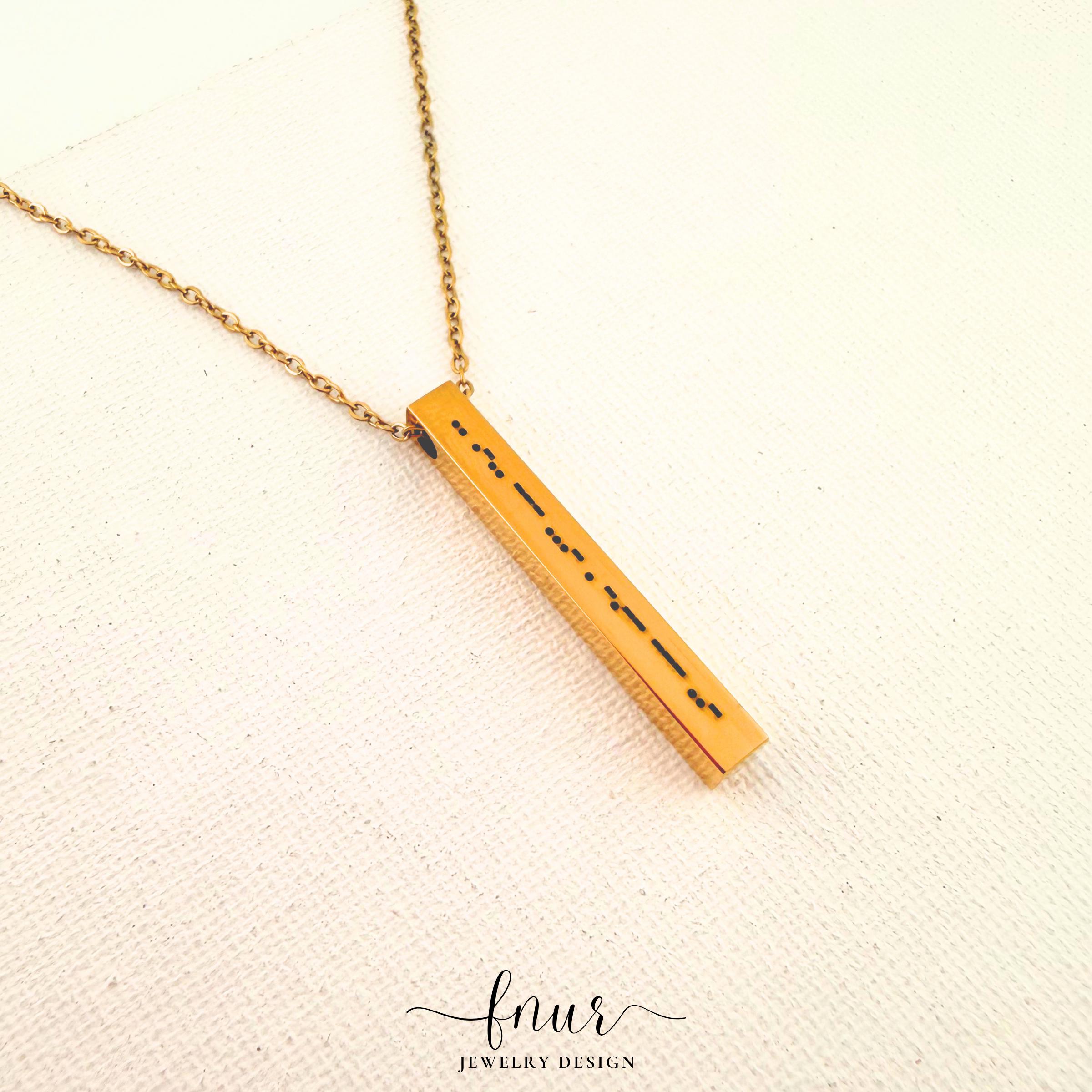 elegant rose gold custom morse code necklace with chain