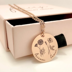 Combined Birth Month Flower Necklace Mothers Day Jewelry Gift, Personalized Gift for Her Gift for Mom Gift for BFF